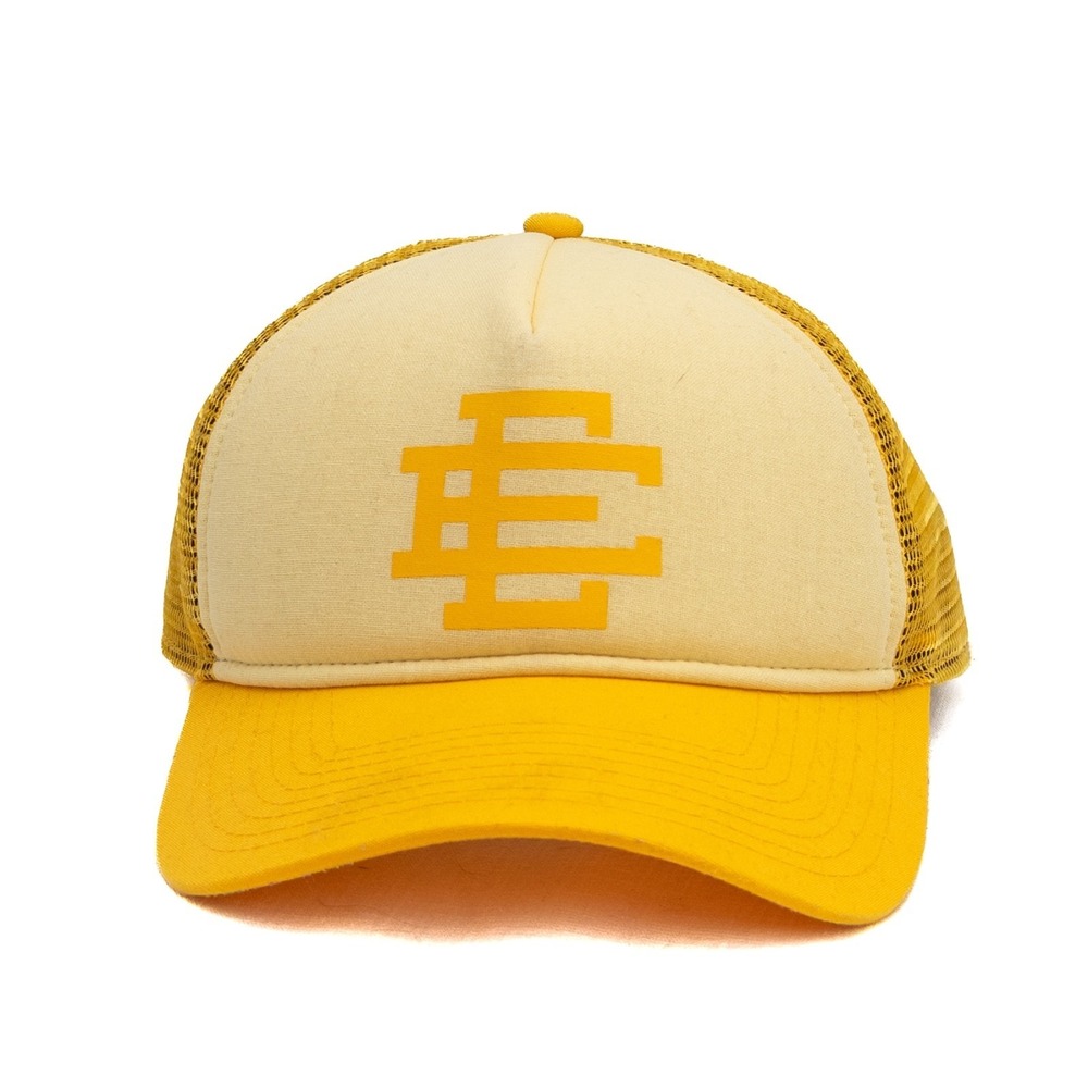 Vintage Eric Emanuel Trucker Hat Yellow Snapback Mesh Cap One Size Logo
